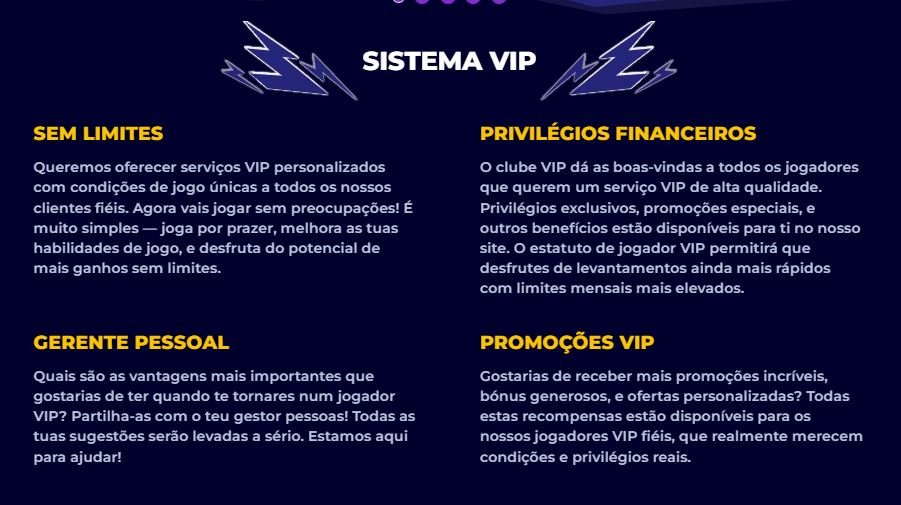 Torne-se jogador VIP e receba limites maiores promoções exclusivas e gerente pessoal